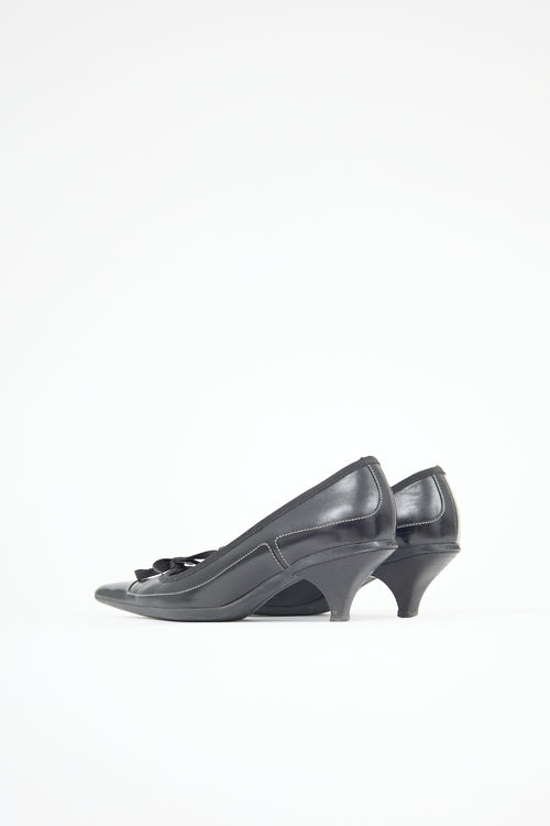 Prada Leather Panel Bow Pump