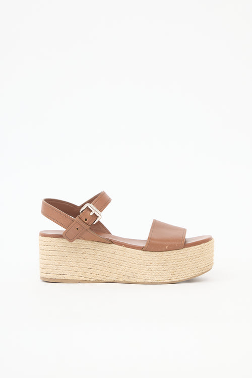 Prada Leather Platform Espadrille Sandal