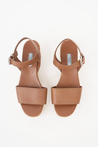 Prada Leather Platform Espadrille Sandal