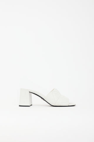Prada Leather Quilted Logo Sandal