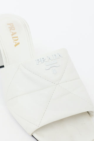 Prada Leather Quilted Logo Sandal