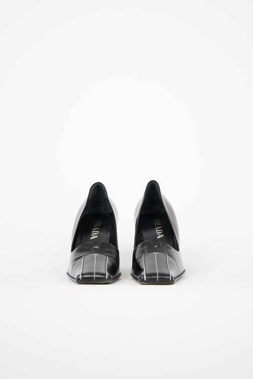 Prada Leather Square Toe Pump