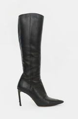 Prada Leather Triangle Logo Knee Boot