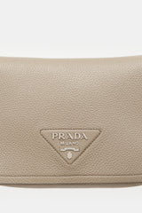 Prada Leather Logo Plaque Flap Bag