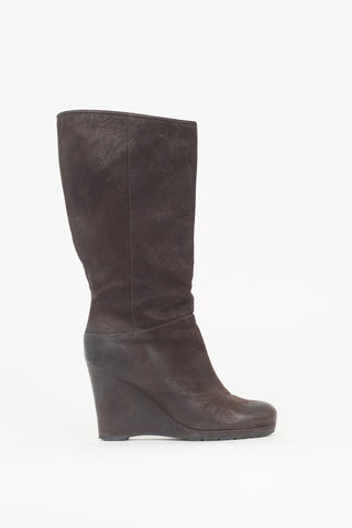 Prada Leather Wedge Boot