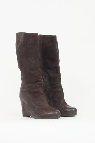 Prada Leather Wedge Boot