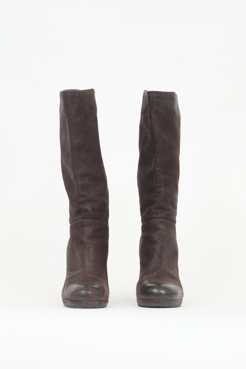 Prada Leather Wedge Boot