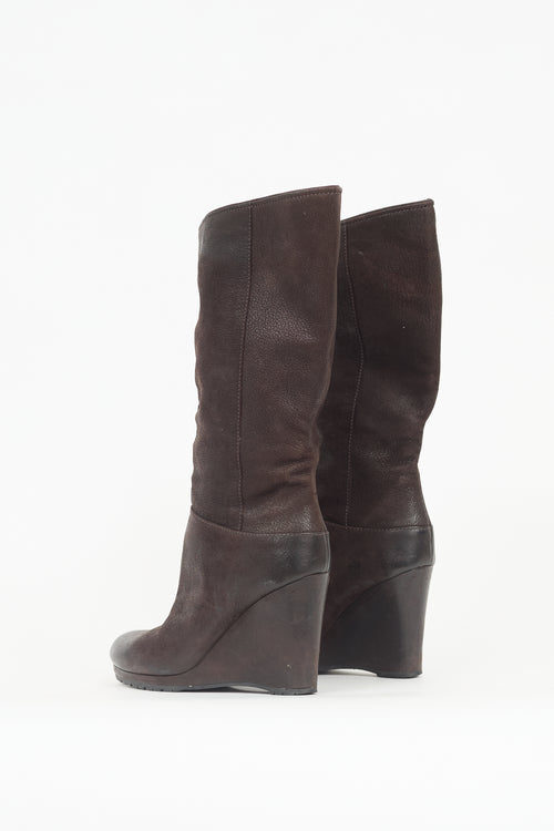 Prada Leather Wedge Boot