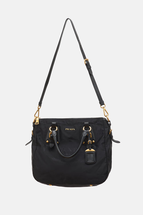 Prada Leather & Nylon Jacquard Bag