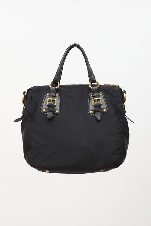 Prada Leather & Nylon Jacquard Bag