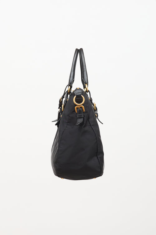 Prada Leather & Nylon Jacquard Bag