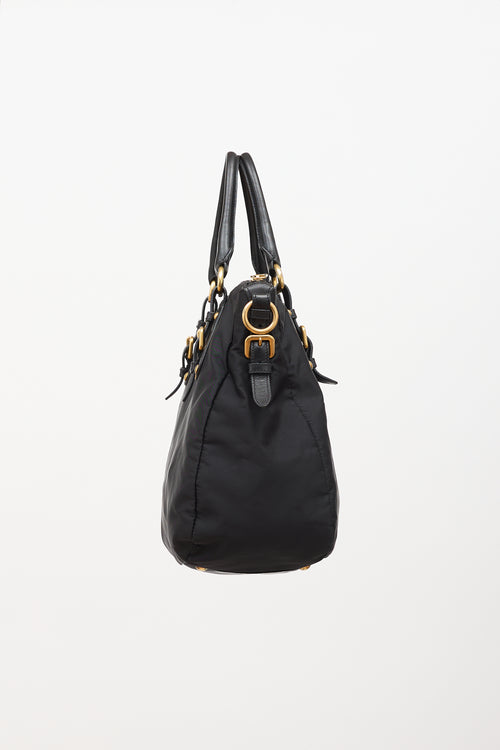 Prada Leather & Nylon Jacquard Bag