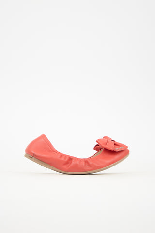 Prada Leather Bow Scrunch Flat