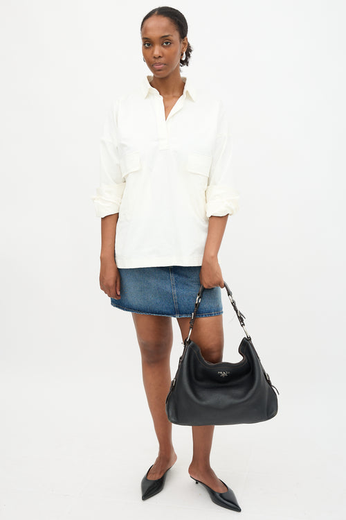 Prada Leather Buckle Shoulder Bag