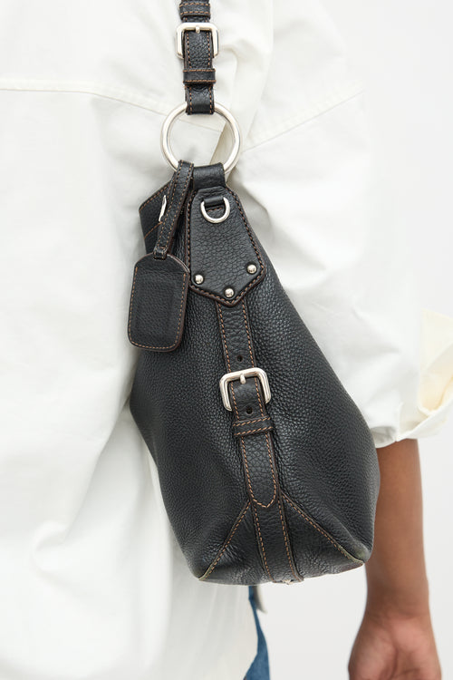 Prada Leather Buckle Shoulder Bag