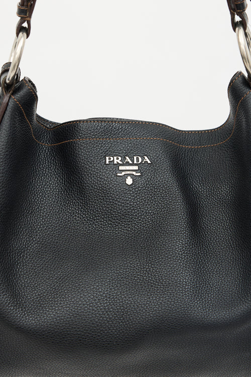 Prada Leather Buckle Shoulder Bag