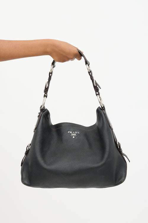 Prada Leather Buckle Shoulder Bag