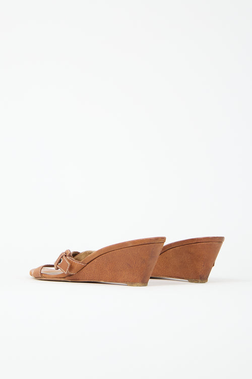 Prada Leather Buckle Wedge Heel