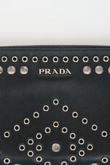 Prada Leather Embellished Zip Wallet
