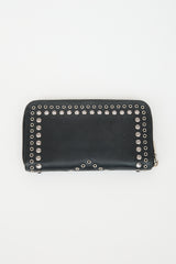 Prada Leather Embellished Zip Wallet