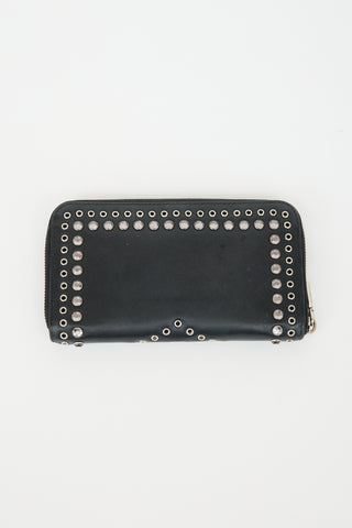Prada Leather Embellished Zip Wallet