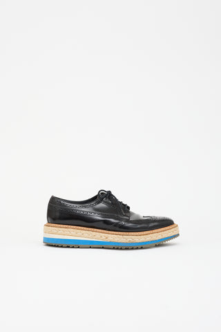 Prada Leather Espadrille Platform Derby