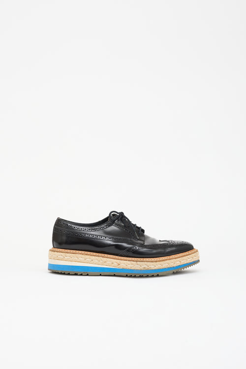 Prada Leather Espadrille Platform Derby