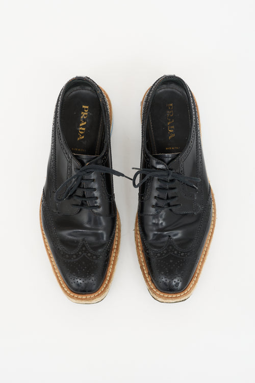 Prada Leather Espadrille Platform Derby
