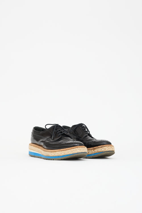 Prada Leather Espadrille Platform Derby