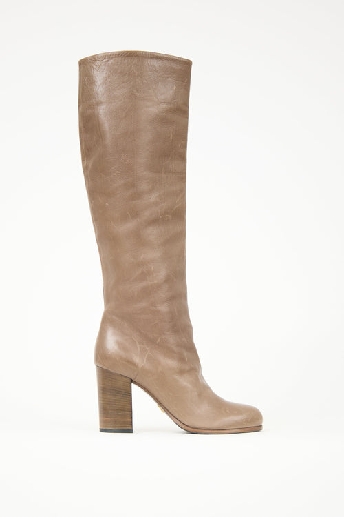 Prada Leather Knee High Boot