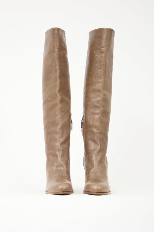 Prada Leather Knee High Boot