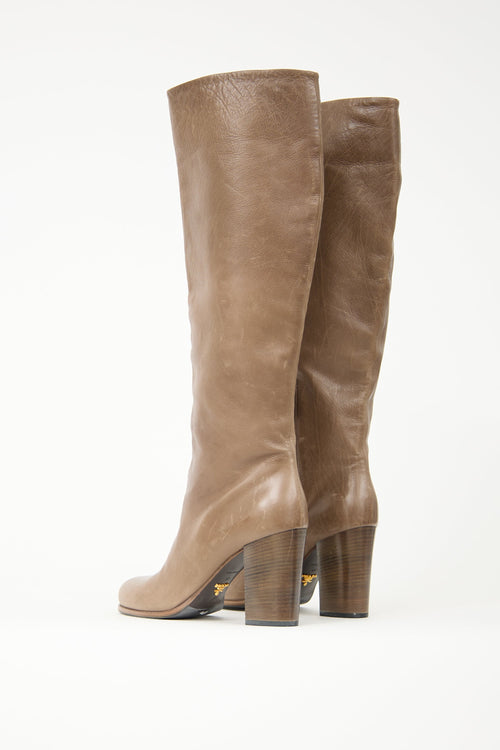 Prada Leather Knee High Boot