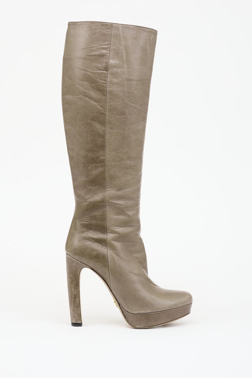 Prada Leather Knee High Boot