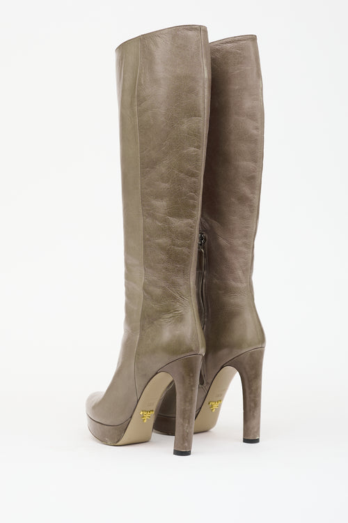 Prada Leather Knee High Boot