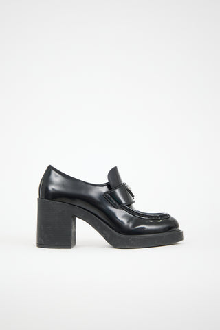 Prada Leather Logo Heeled Loafer