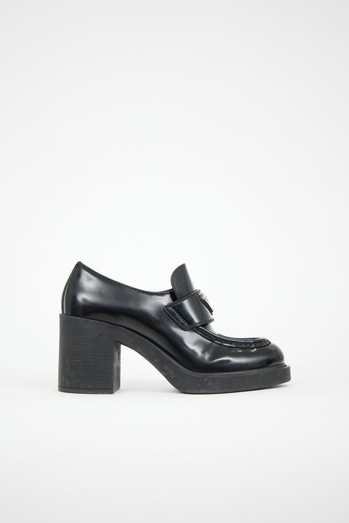 Prada Leather Logo Heeled Loafer
