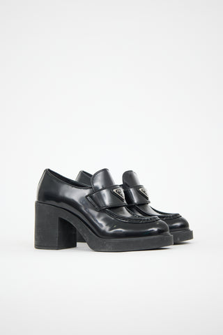 Prada Leather Logo Heeled Loafer
