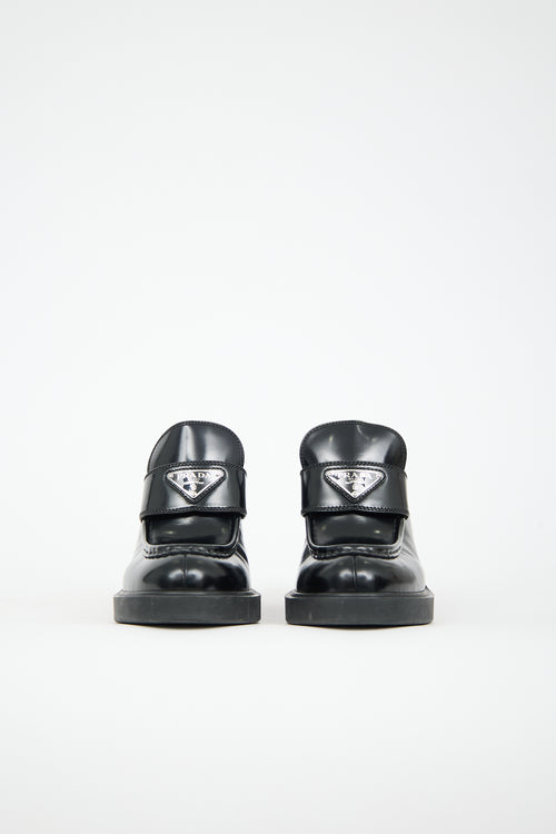 Prada Leather Logo Heeled Loafer