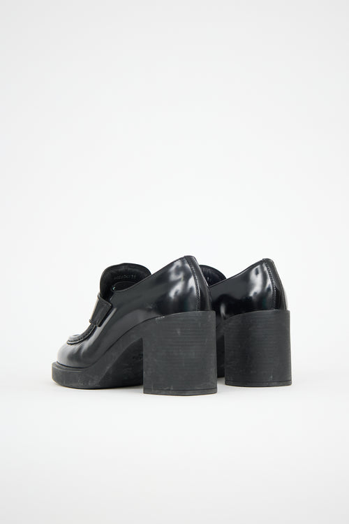 Prada Leather Logo Heeled Loafer
