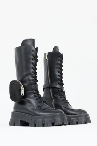 Prada Leather Monolith Mid Calf Boot