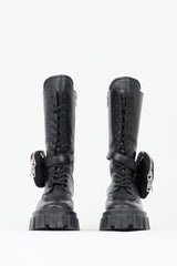Prada Leather Monolith Mid Calf Boot