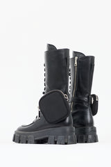Prada Leather Monolith Mid Calf Boot