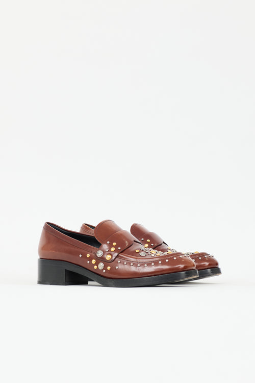 Prada Leather Studded Loafer