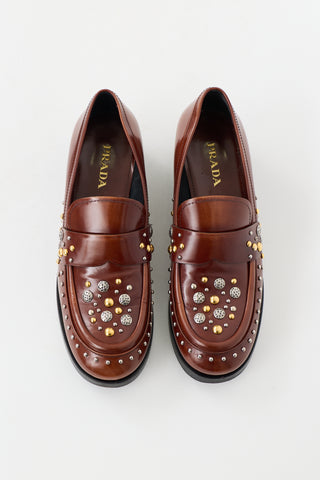 Prada Leather Studded Loafer