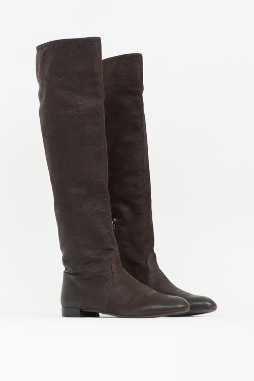 Prada Leather Knee High Boot