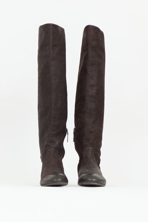 Prada Leather Knee High Boot