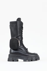 Prada Leather Monolith Mid Calf Boot