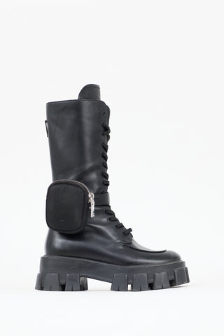 Prada Leather Monolith Mid Calf Boot