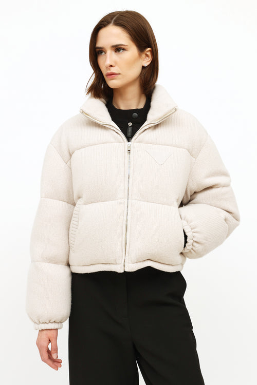 Prada Cream Wool & Cashmere Puffer Jacket