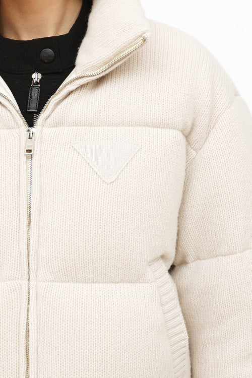 Prada Cream Wool & Cashmere Puffer Jacket